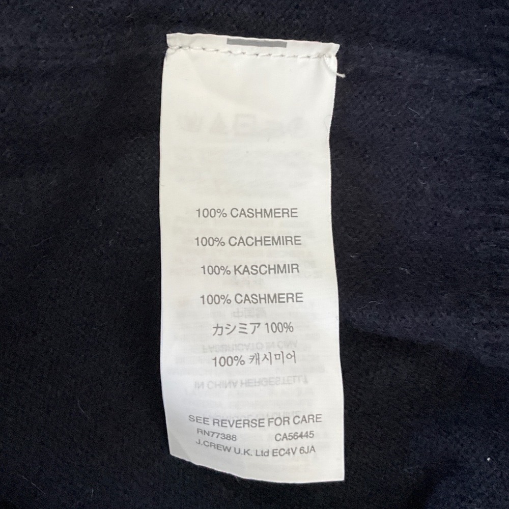 J.Crew Italian Cashmere V-Neck Sweater‎ Navy Blue Preppy Luxury Classic Men's XL - Picture 9 of 10